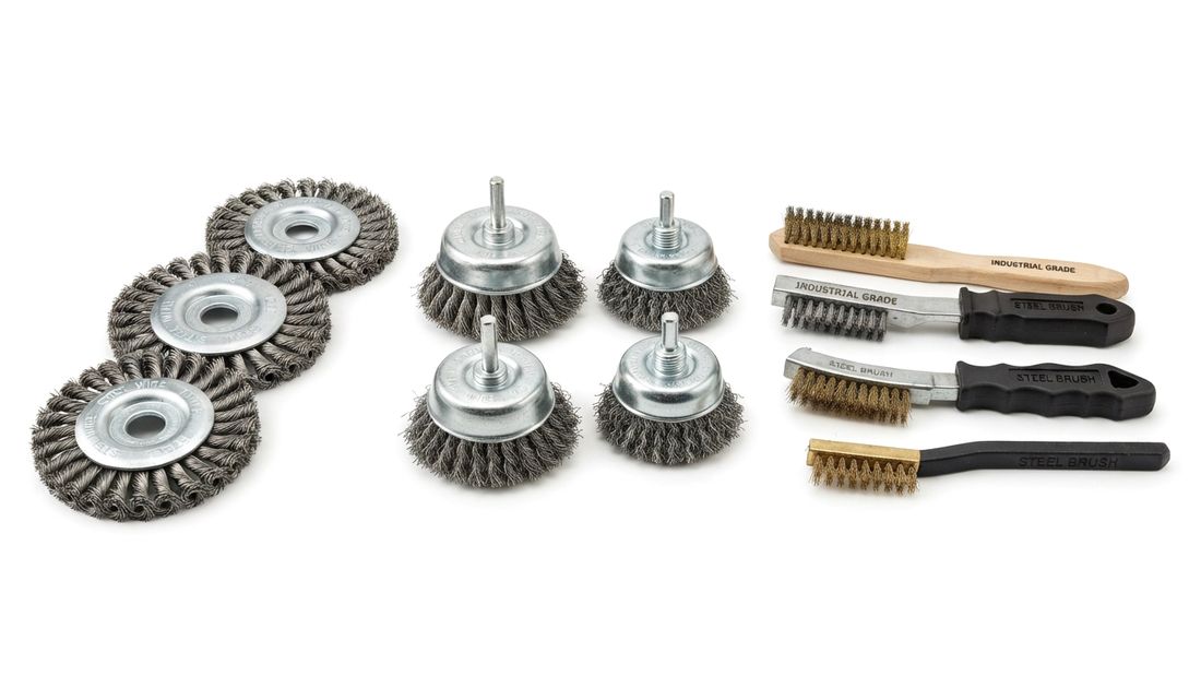 Wire wheel, cup and hand brushes