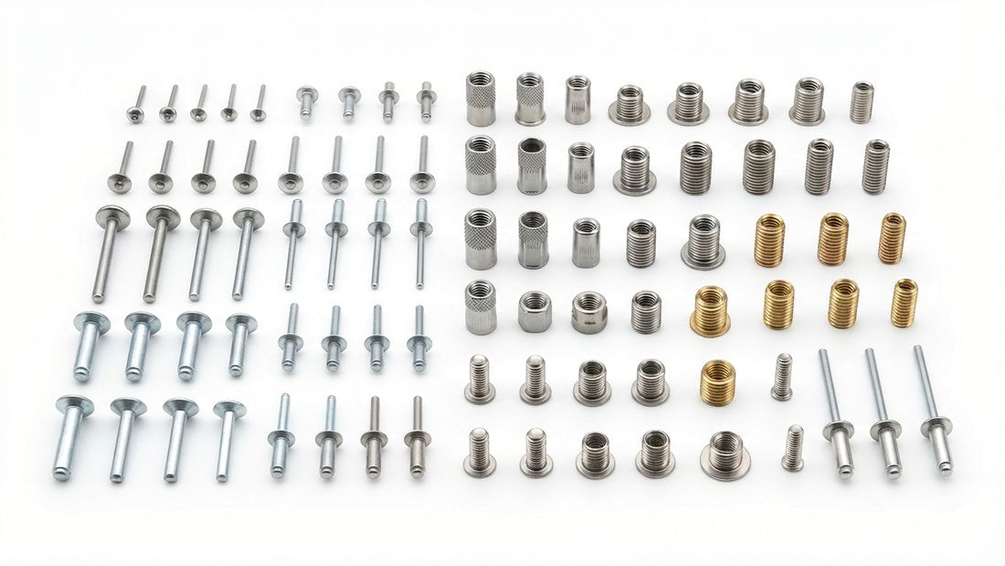 Rivets and threaded inserts