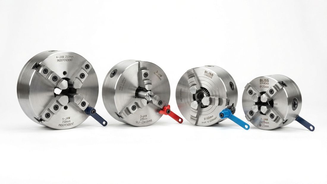3-jaw and 4-jaw lathe chucks